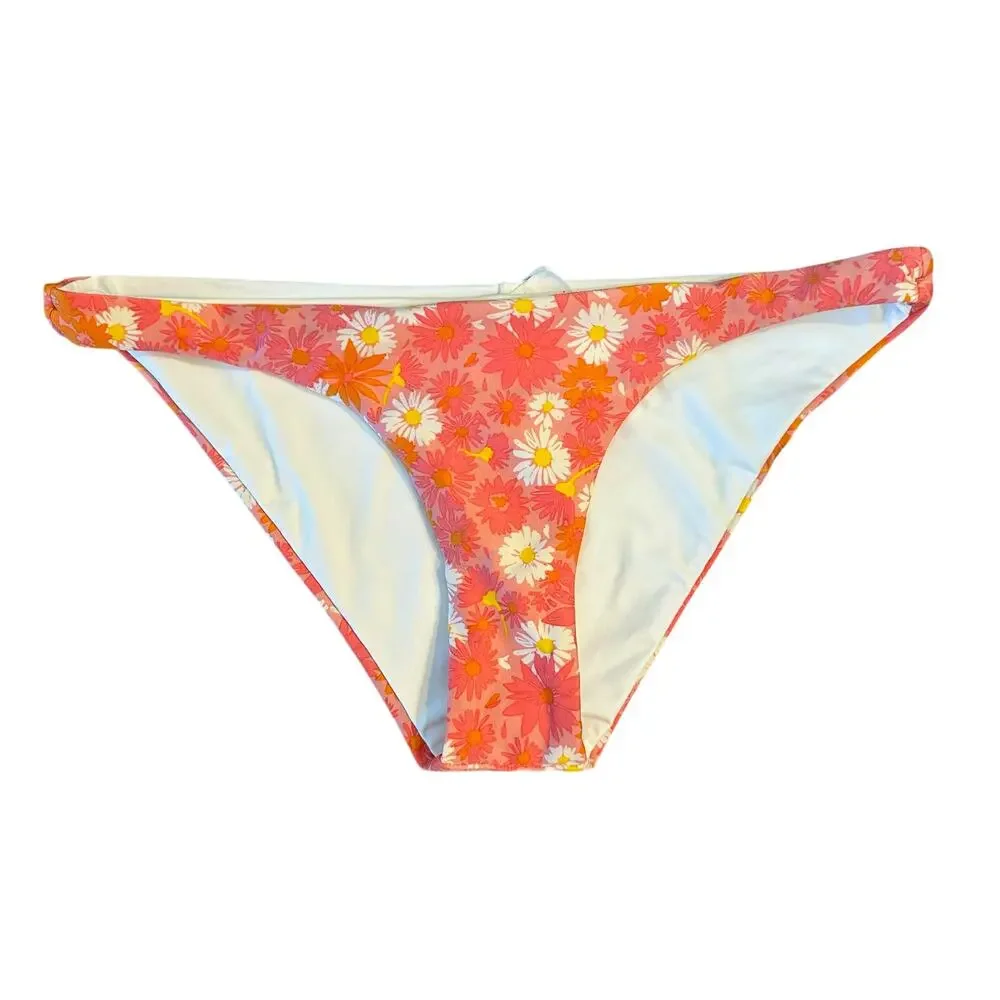 NWT L Space Camacho Bikini Bottom Bloom Classic Orange Pink Floral Low Small
